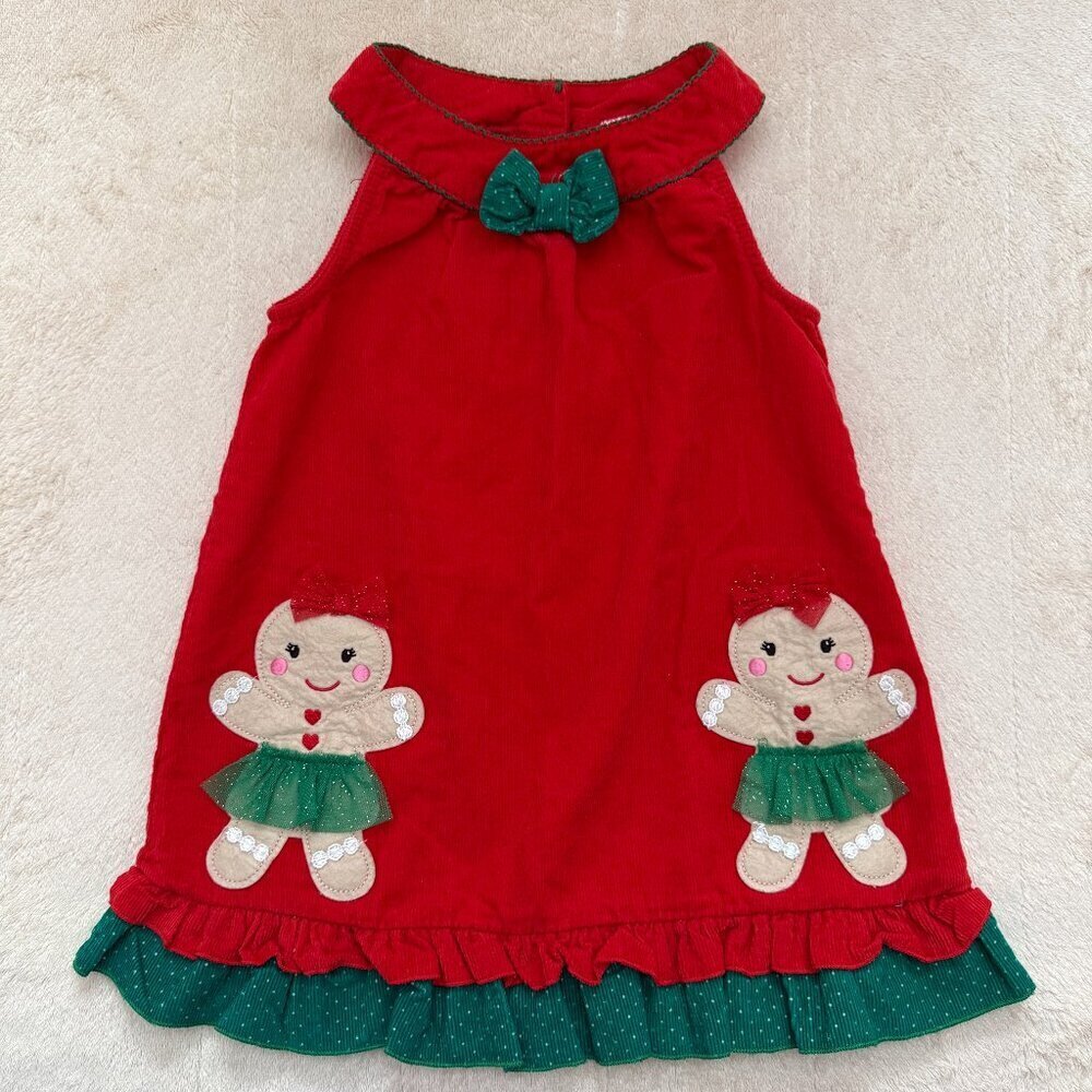 Nannette Kids Gingerbread Red Holiday Corduroy Dress ~ 4T